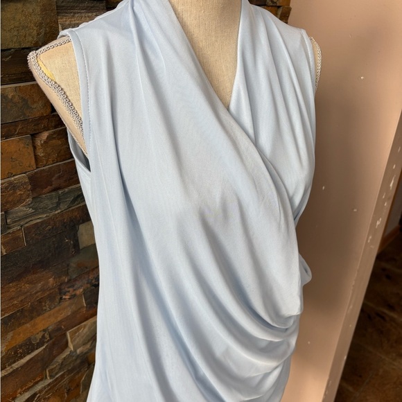 Elegant Light Blue Women's Drape Top Bloomchic Sz 12 - Picture 2 of 6